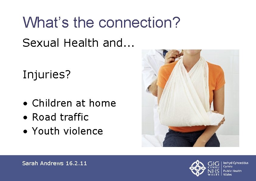 What’s the connection? Sexual Health and. . . Injuries? • Children at home •