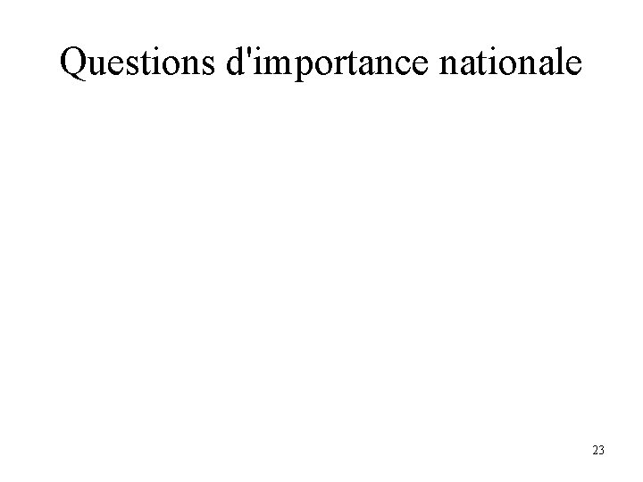 Questions d'importance nationale 23 