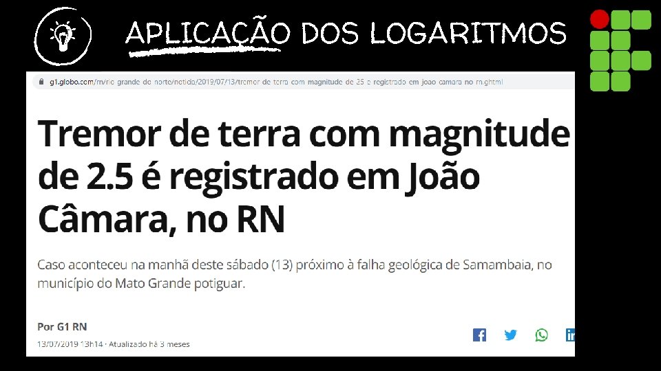 APLICAÇÃO DOS LOGARITMOS 