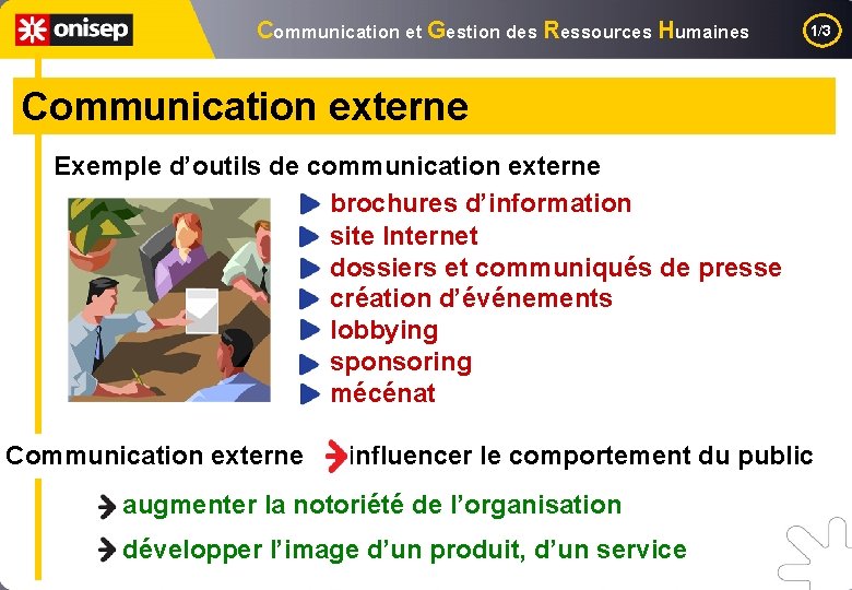 Communication et Gestion des Ressources Humaines 1/3 Communication externe Exemple d’outils de communication externe