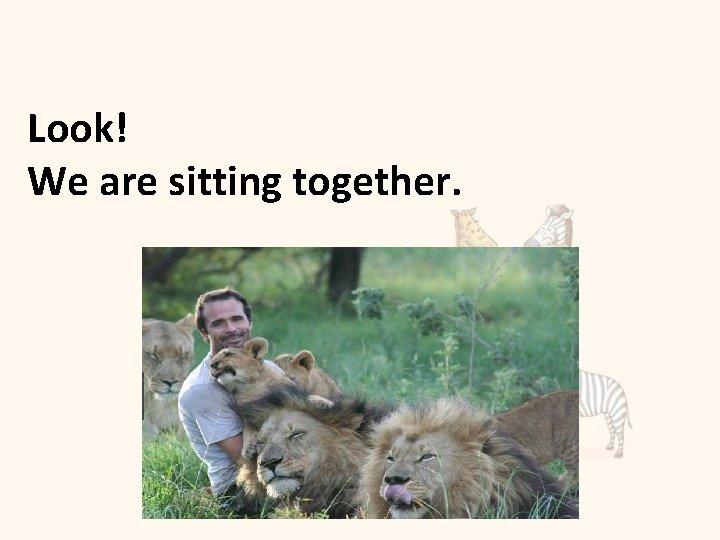 Look! We are sitting together. 