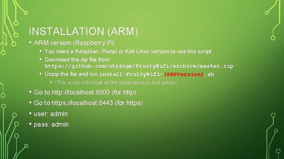 INSTALLATION (ARM) • ARM version (Raspberry Pi) • • • You need a Raspbian, INSTALLATION (ARM) • ARM version (Raspberry Pi) • • • You need a Raspbian,
