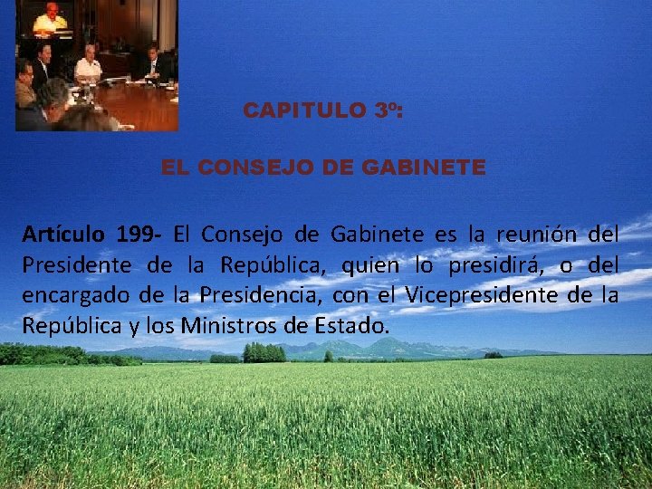 CAPITULO 3º: EL CONSEJO DE GABINETE Artículo 199 - El Consejo de Gabinete es