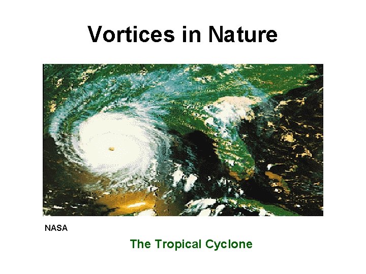 Vortices in Nature NASA The Tropical Cyclone 
