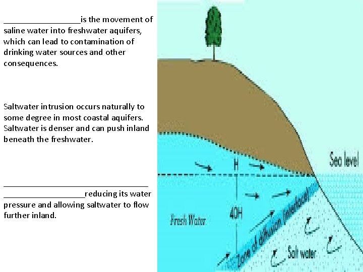 _________is the movement of saline water into freshwater aquifers, which can lead to contamination