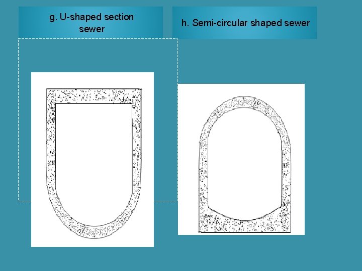 g. U-shaped section sewer h. Semi-circular shaped sewer 