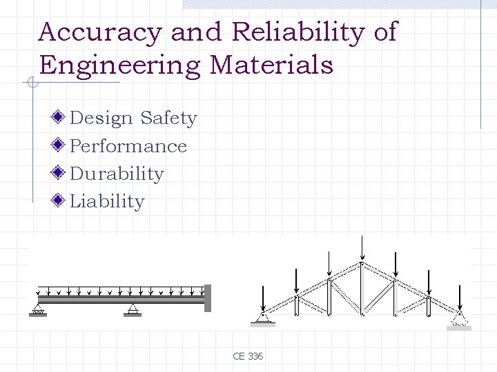 Accuracy and Reliability of Engineering Materials Design Safety Performance Durability Liability CE 336 