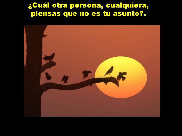 ¿Cuál otra persona, cualquiera, piensas que no es tu asunto? . 