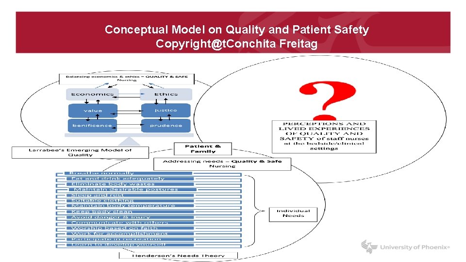 Conceptual Model on Quality and Patient Safety Copyright@t. Conchita Freitag 