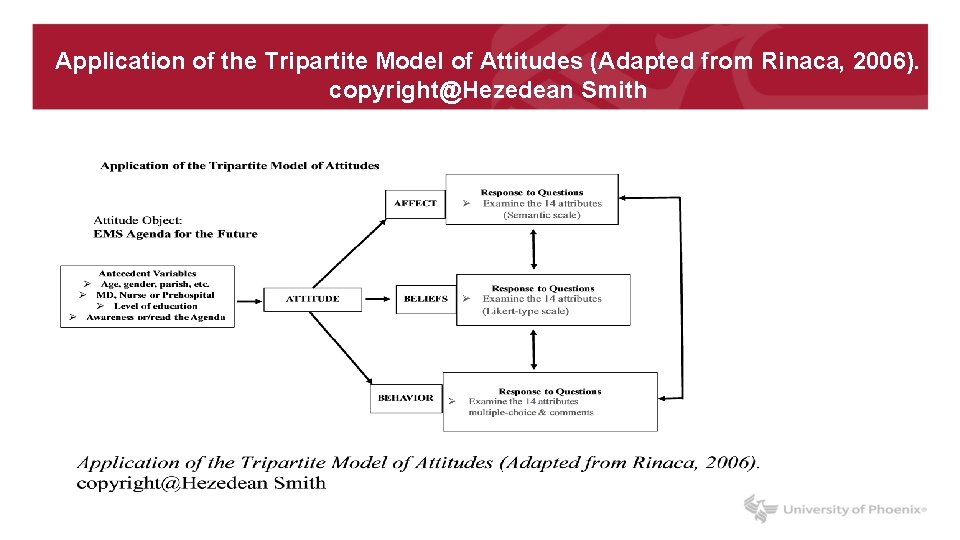 Application of the Tripartite Model of Attitudes (Adapted from Rinaca, 2006). copyright@Hezedean Smith 
