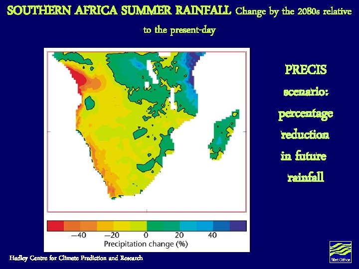 SOUTHERN AFRICA SUMMER RAINFALL Change by the 2080 s relative to the present-day PRECIS SOUTHERN AFRICA SUMMER RAINFALL Change by the 2080 s relative to the present-day PRECIS
