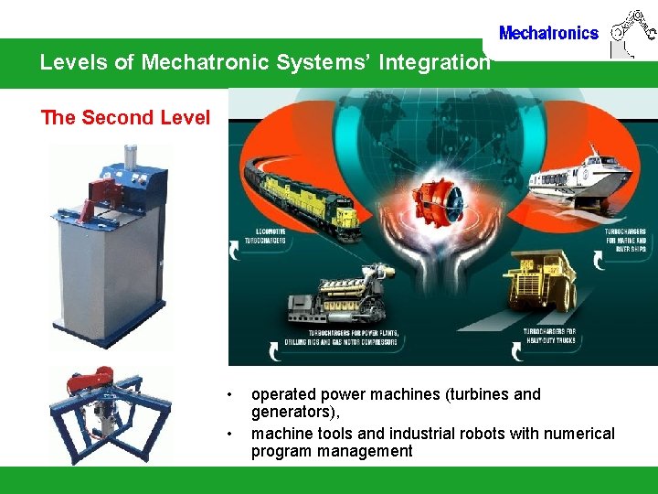 Levels of Mechatronic Systems’ Integration The Second Level • • operated power machines (turbines