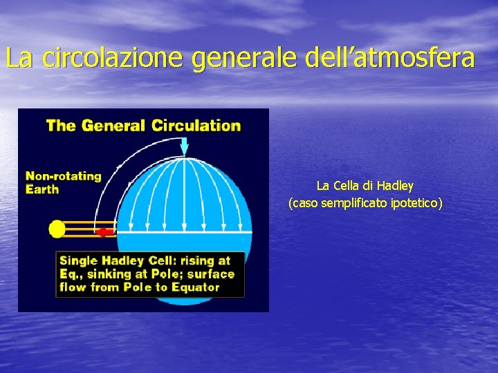 La circolazione generale dell’atmosfera La Cella di Hadley (caso semplificato ipotetico) 
