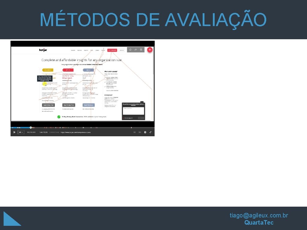 MÉTODOS DE AVALIAÇÃO tiago@agileux. com. br Quarta. Tec MÉTODOS DE AVALIAÇÃO tiago@agileux. com. br Quarta. Tec