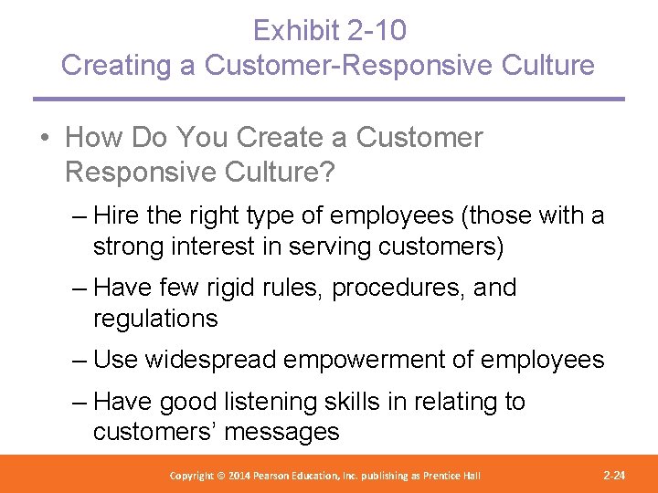 Exhibit 2 -10 Creating a Customer-Responsive Culture • How Do You Create a Customer