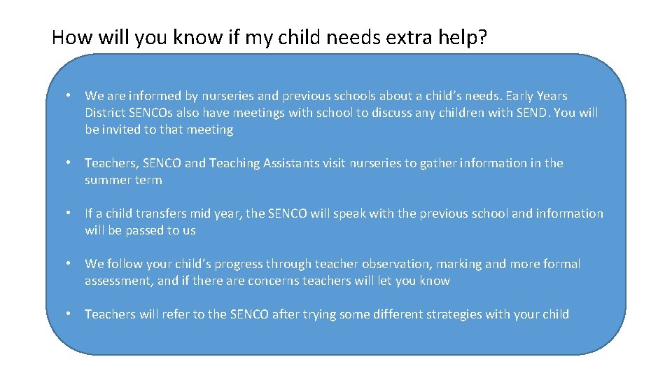 How will you know if my child needs extra help? • We are informed