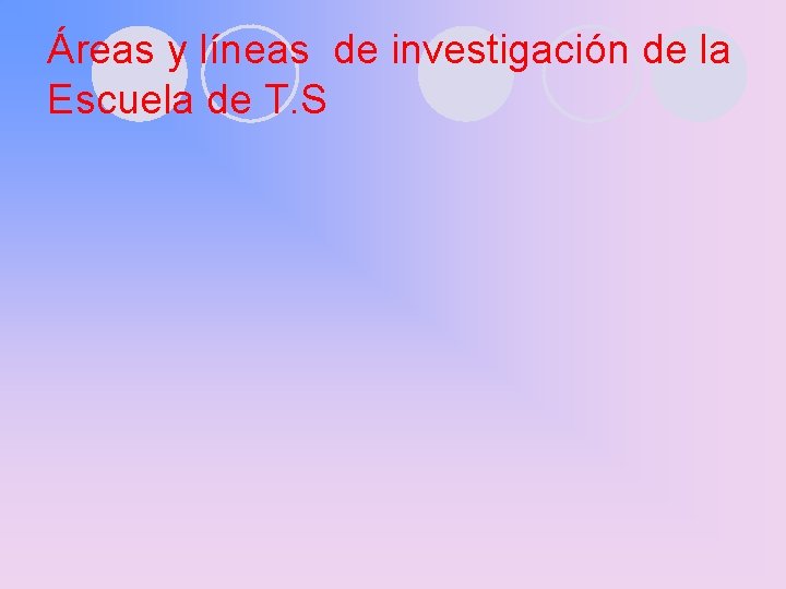 Áreas y líneas de investigación de la Escuela de T. S 