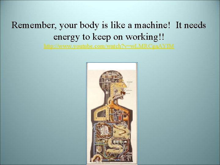 Remember, your body is like a machine! It needs energy to keep on working!!