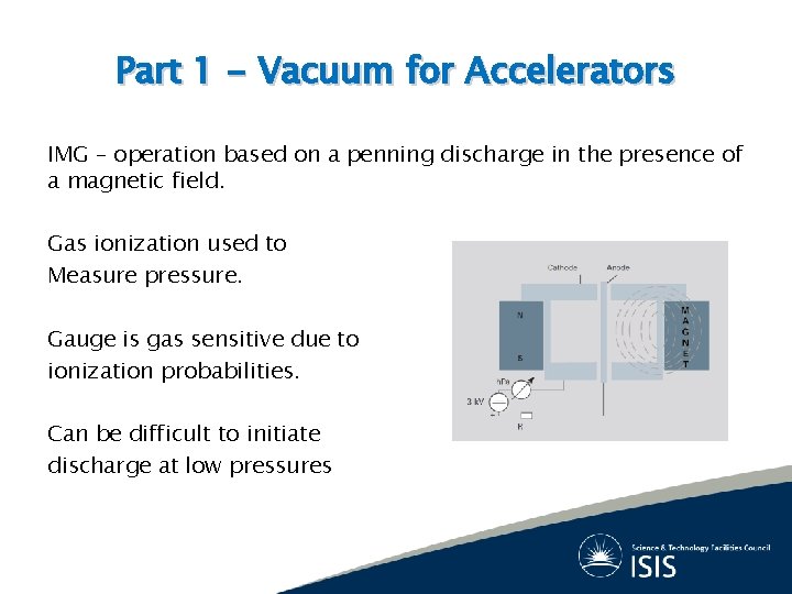 Part 1 - Vacuum for Accelerators IMG – operation based on a penning discharge