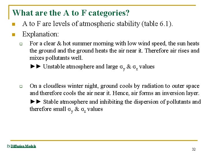 What are the A to F categories? n n A to F are levels