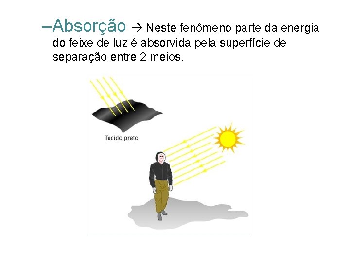 – Absorção Neste fenômeno parte da energia do feixe de luz é absorvida pela – Absorção Neste fenômeno parte da energia do feixe de luz é absorvida pela