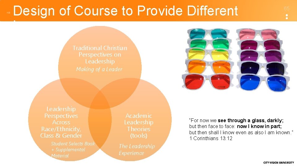 Design of Course to Provide Different Lenses 65 Traditional Christian Perspectives on Leadership Making