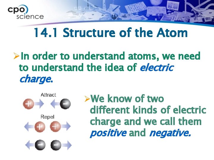 14. 1 Structure of the Atom ØIn order to understand atoms, we need to