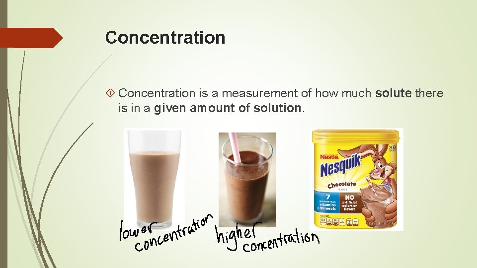 Concentration is a measurement of how much solute there is in a given amount