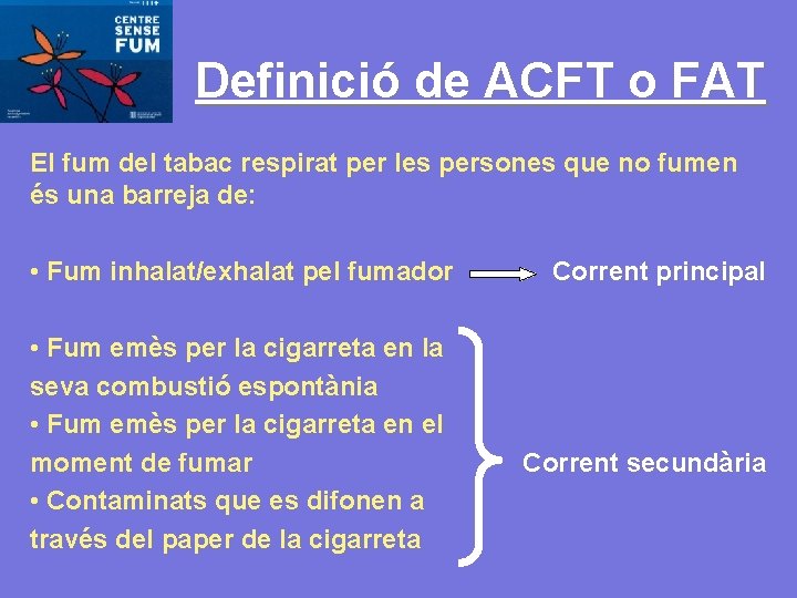 Definició de ACFT o FAT El fum del tabac respirat per les persones que