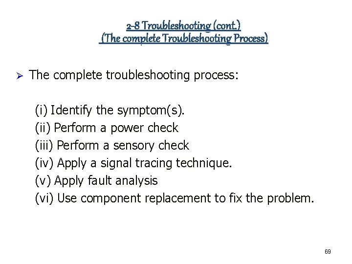 2 -8 Troubleshooting (cont. ) (The complete Troubleshooting Process) Ø The complete troubleshooting process: