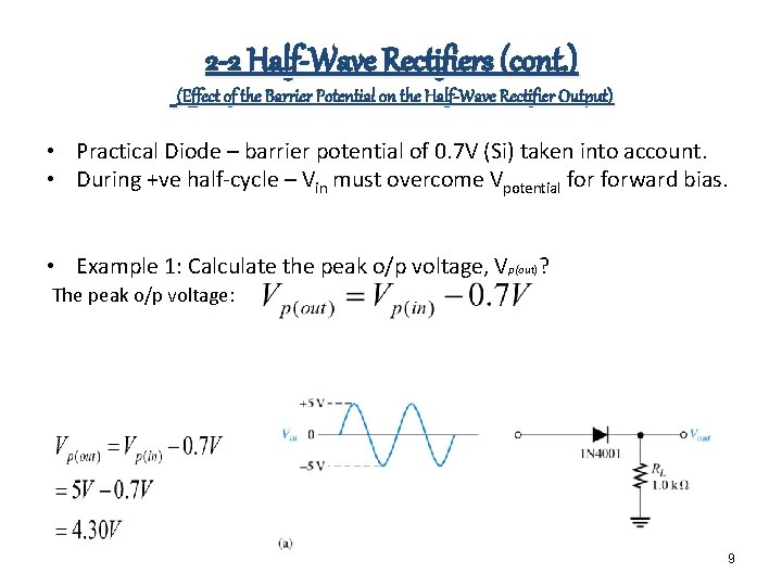 2 -2 Half-Wave Rectifiers (cont. ) (Effect of the Barrier Potential on the Half-Wave