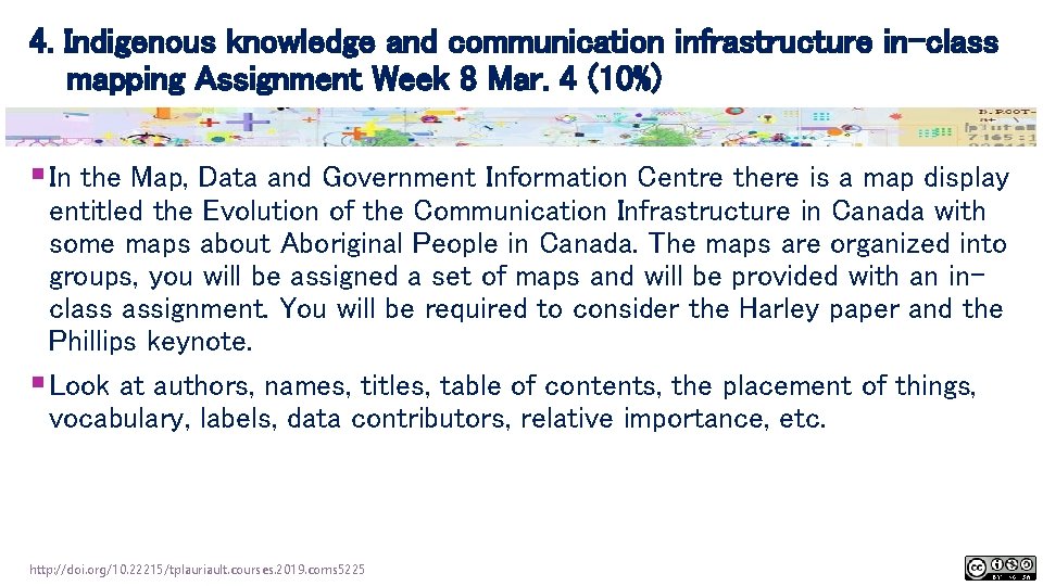 4. Indigenous knowledge and communication infrastructure in-class mapping Assignment Week 8 Mar. 4 (10%)