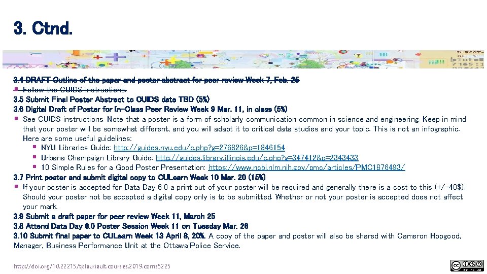 3. Ctnd. 3. 4 DRAFT Outline of the paper and poster abstract for peer