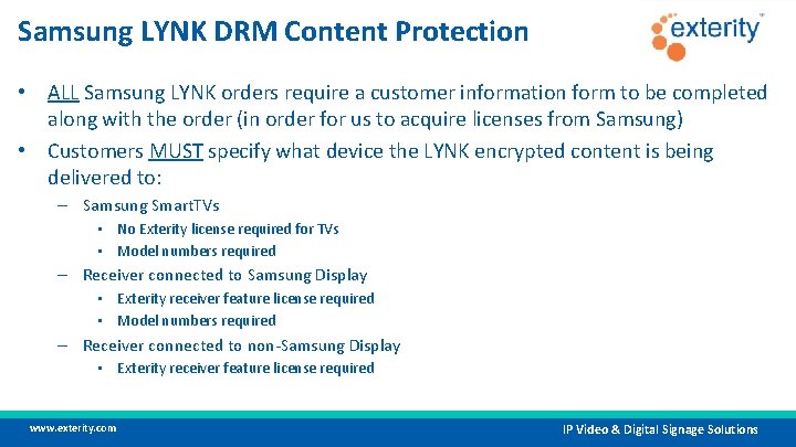 Samsung LYNK DRM Content Protection • ALL Samsung LYNK orders require a customer information