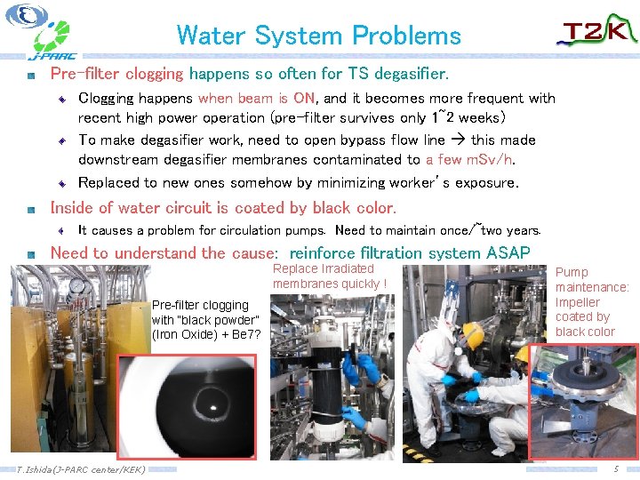 Water System Problems Pre-filter clogging happens so often for TS degasifier. Clogging happens when