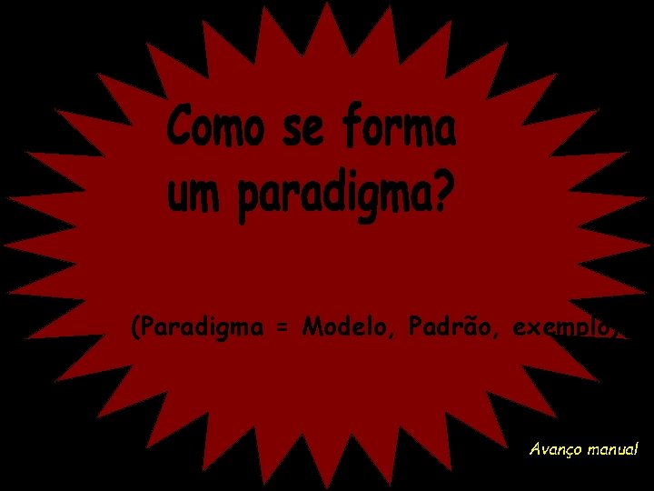 (Paradigma = Modelo, Padrão, exemplo) Avanço manual 