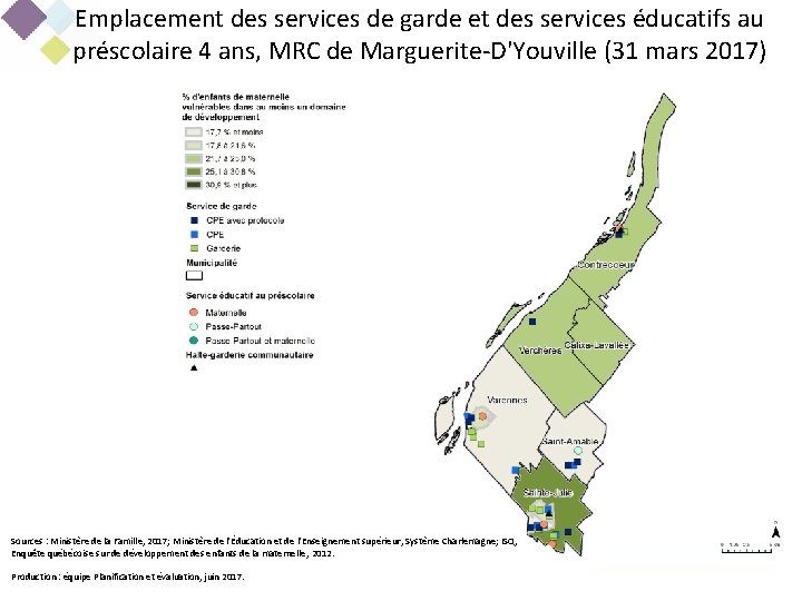 Emplacement des services de garde et des services éducatifs au préscolaire 4 ans, MRC