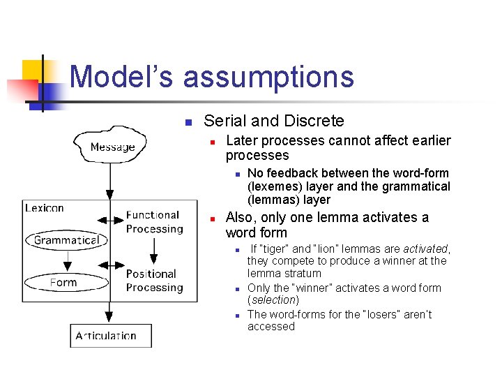 Model’s assumptions n Serial and Discrete n Later processes cannot affect earlier processes n