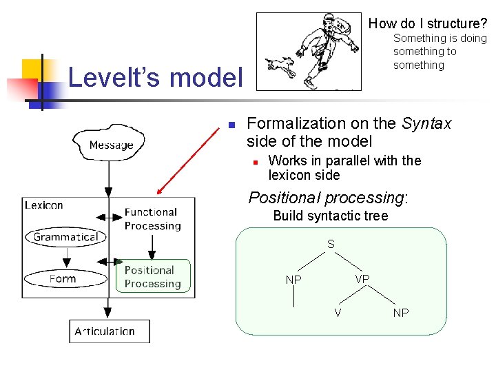 How do I structure? Something is doing something to something Levelt’s model n Formalization