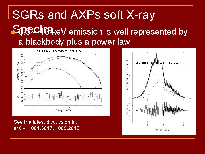 SGRs and AXPs soft X-ray Spectra n 0. 5 – 10 ke. V emission