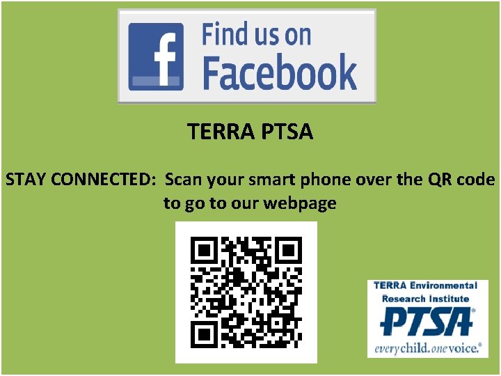 TERRA PTSA STAY CONNECTED: Scan your smart phone over the QR code to go