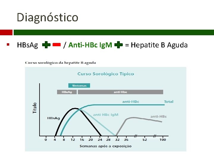 Diagnóstico § HBs. Ag / Anti-HBc Ig. M = Hepatite B Aguda 