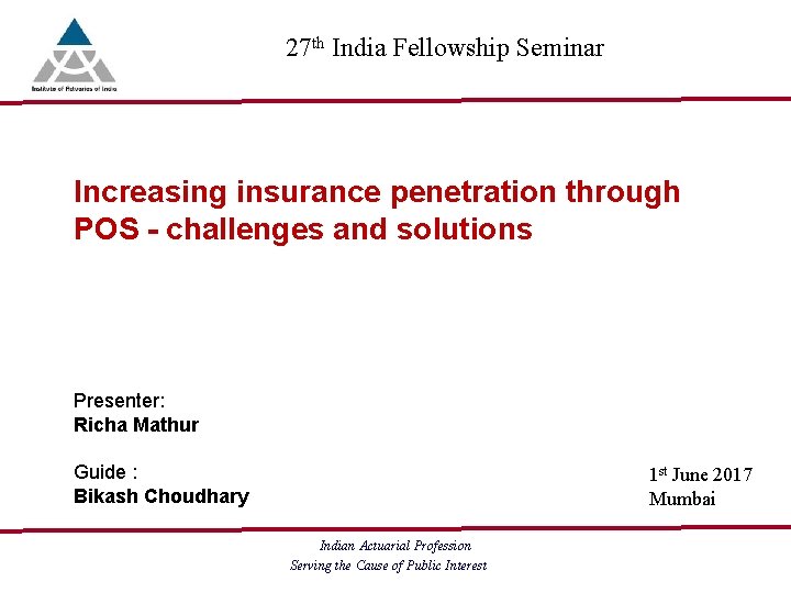 27 th India Fellowship Seminar Cyber risk and Terrorism risk - Increasing insurance Challenges