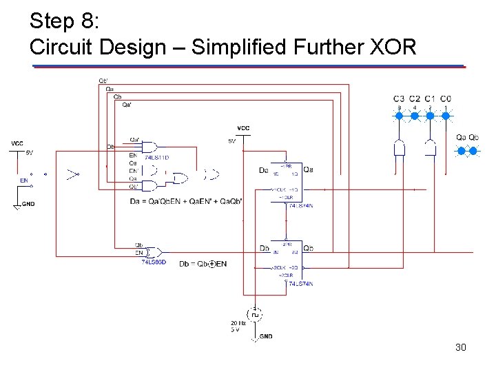 Step 8: Circuit Design – Simplified Further XOR 30 