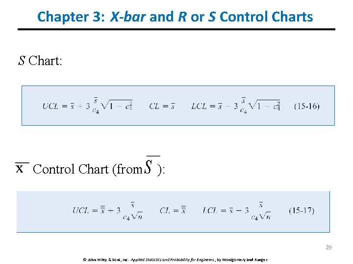 Chapter 3: X-bar and R or S Control Charts S Chart: Control Chart (from