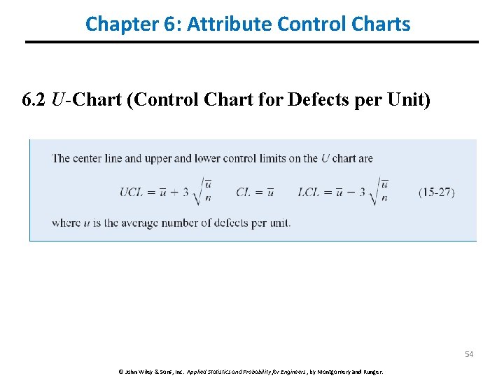 Chapter 6: Attribute Control Charts 6. 2 U-Chart (Control Chart for Defects per Unit)