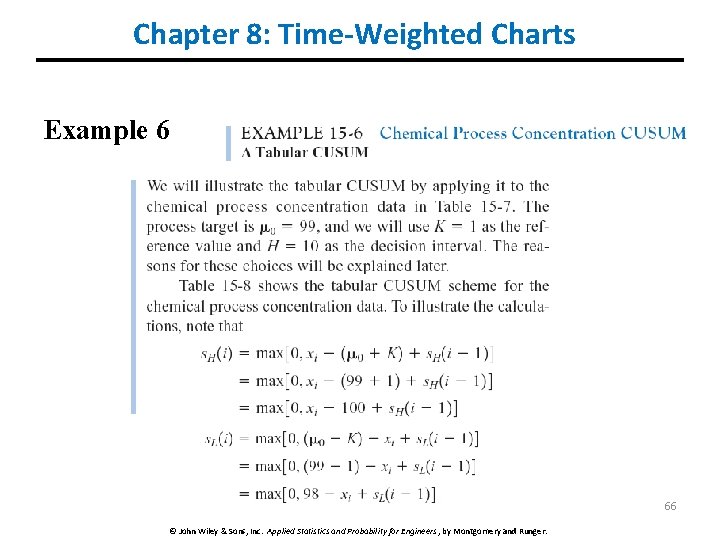 Chapter 8: Time-Weighted Charts Example 6 66 © John Wiley & Sons, Inc. Applied