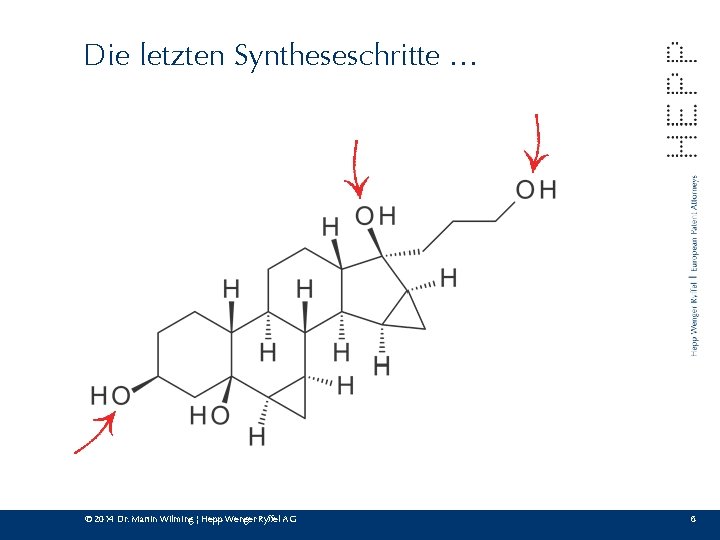 Die letzten Syntheseschritte … © 2014 Dr. Martin Wilming ¦ Hepp Wenger Ryffel AG