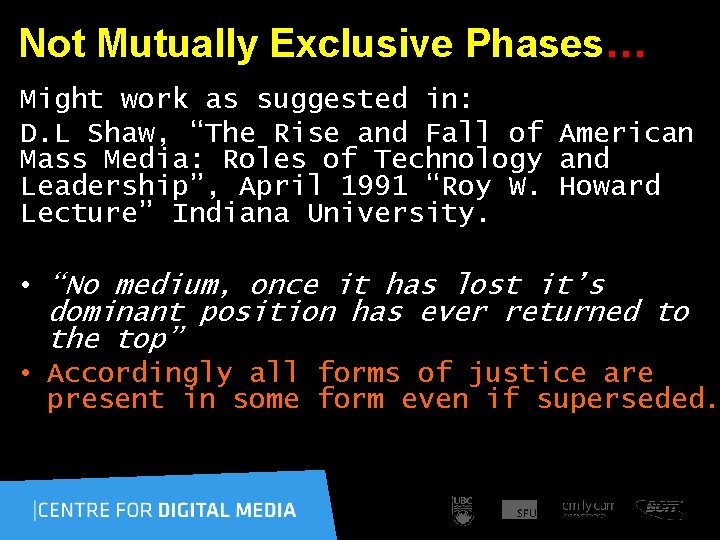Not Mutually Exclusive Phases… Might work as suggested in: D. L Shaw, “The Rise