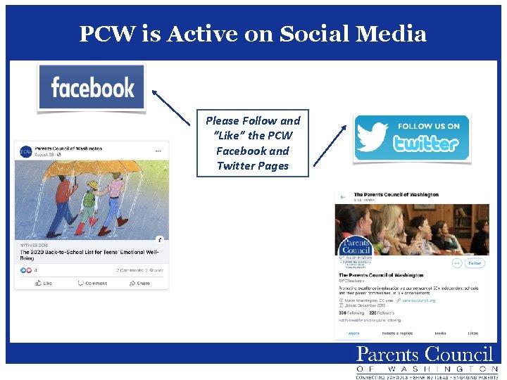 PCW is Active on Social Media Please Follow and ”Like” the PCW Facebook and